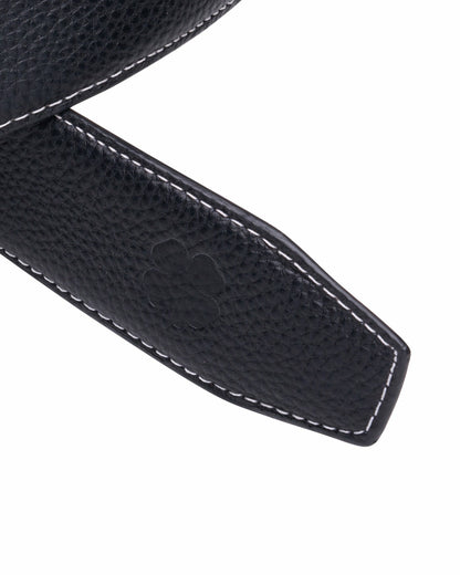 Black Clover Elevated Black Pebbled Leather Belt for Men
