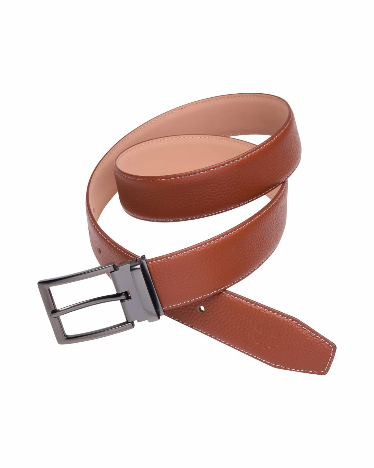 Black Clover Elevated Brown Pebbled Leather Belt for Men