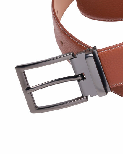 Black Clover Elevated Brown Pebbled Leather Belt for Men
