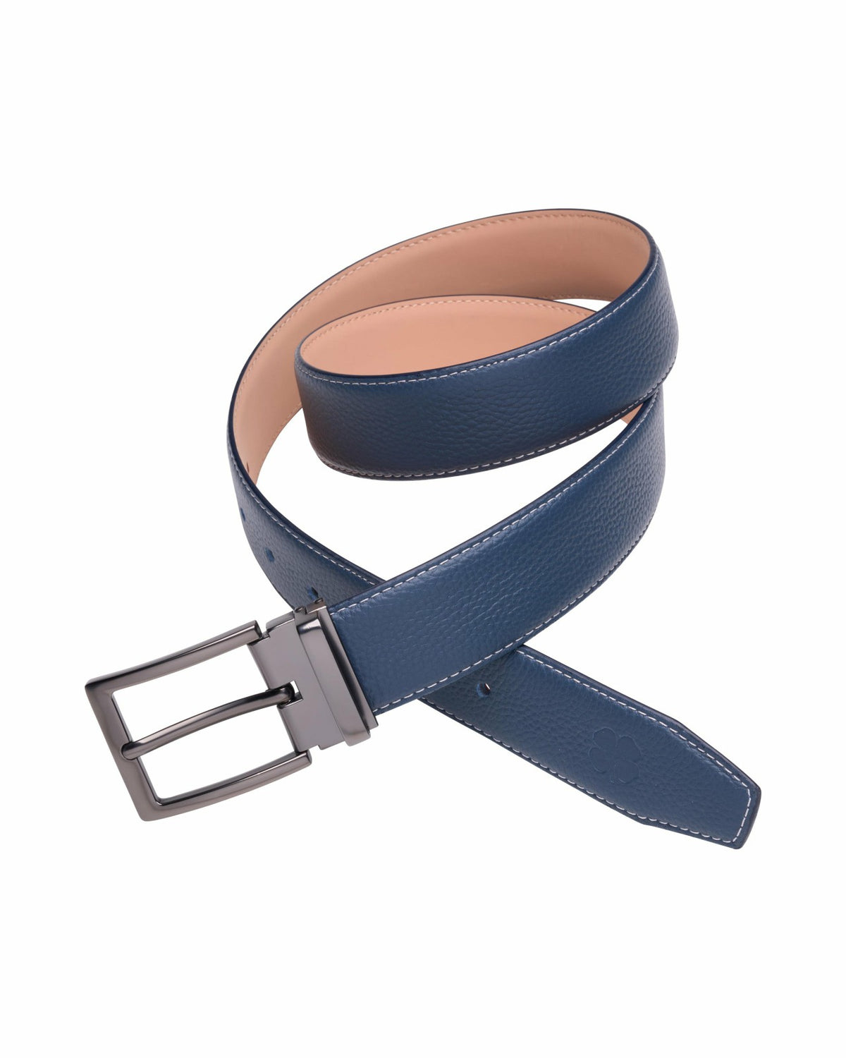 Black Clover Elevated Navy Pebbled Leather Belt for Men