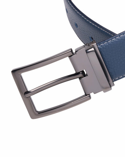 Black Clover Elevated Navy Pebbled Leather Belt for Men