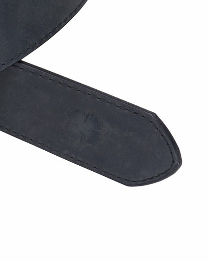 Black Clover Elevated Black Waxed Leather Belt for Men