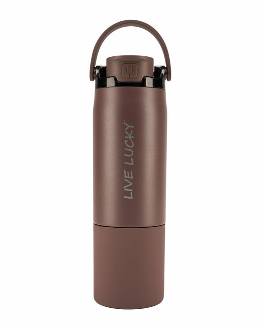 Black Clover "Live Lucky" Brown Wellness Water Bottle - Java