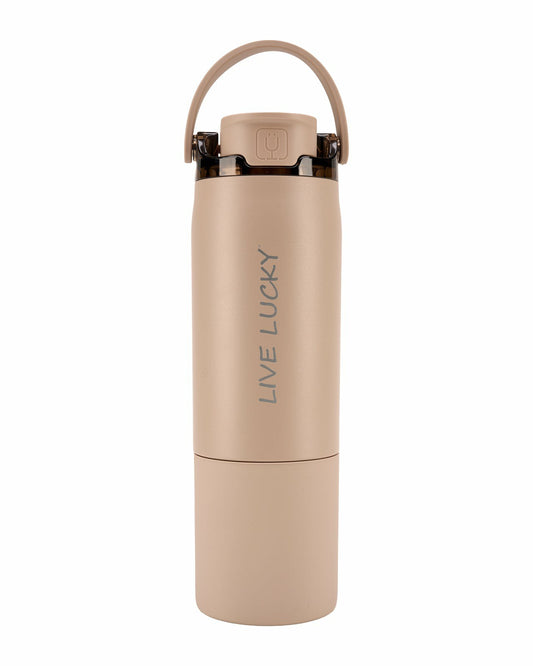 Black Clover "Live Lucky" Brown Wellness Water Bottle - Mocha