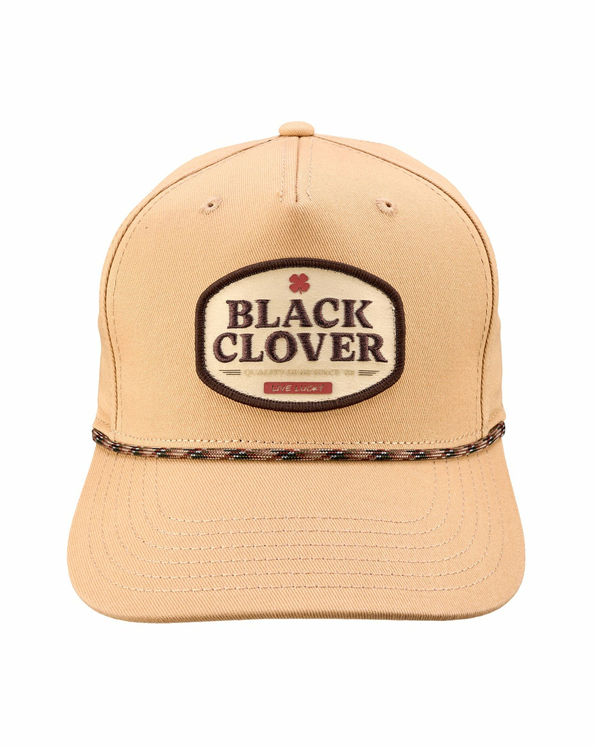 Black Clover Neutral Tan Golf Hat with Rope for Outdoor Style