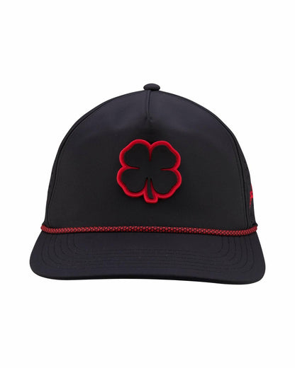 Black Clover Unisex Black Summer Rope Hat with Neon Red Clover Logo
