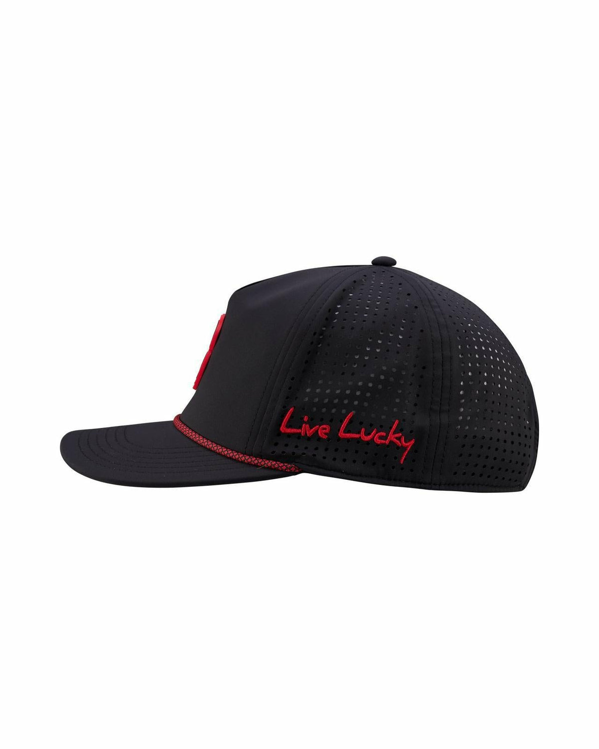 Black Clover Unisex Black Summer Rope Hat with Neon Red Clover Logo