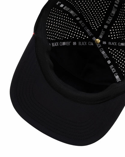 Black Clover Unisex Black Summer Rope Hat with Neon Red Clover Logo