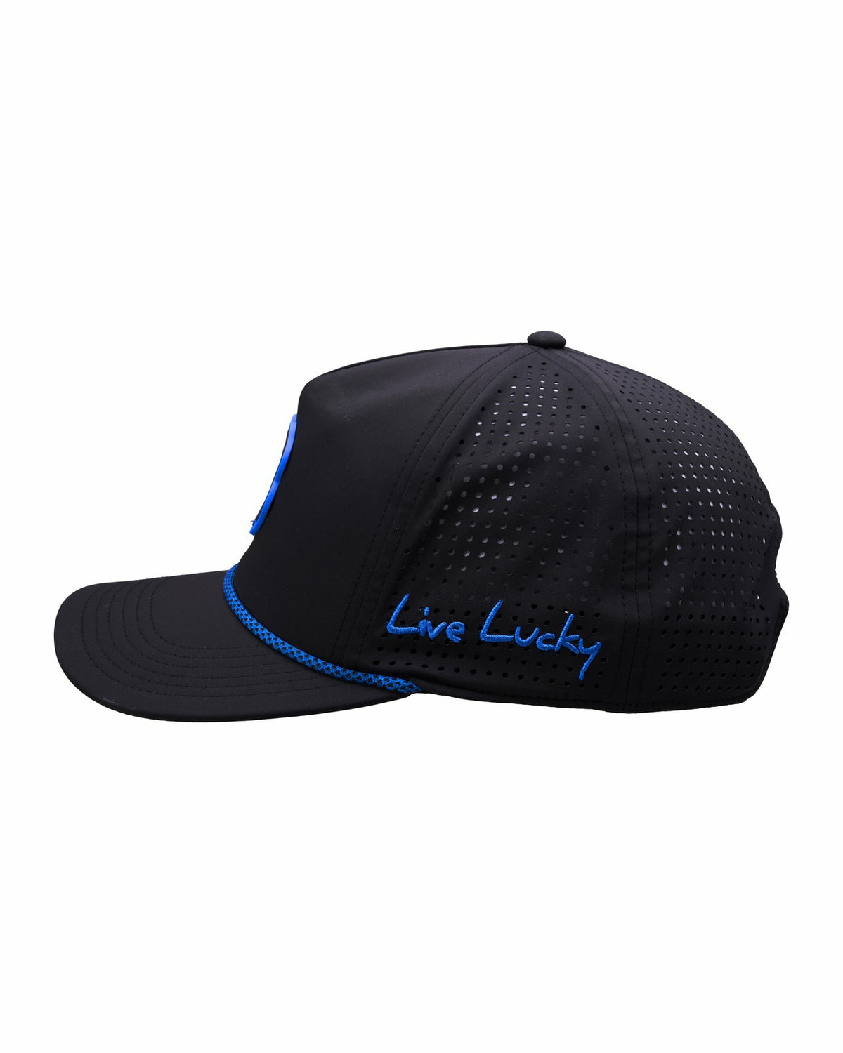 Black Clover Unisex Black Summer Rope Hat with Neon Blue Clover Logo