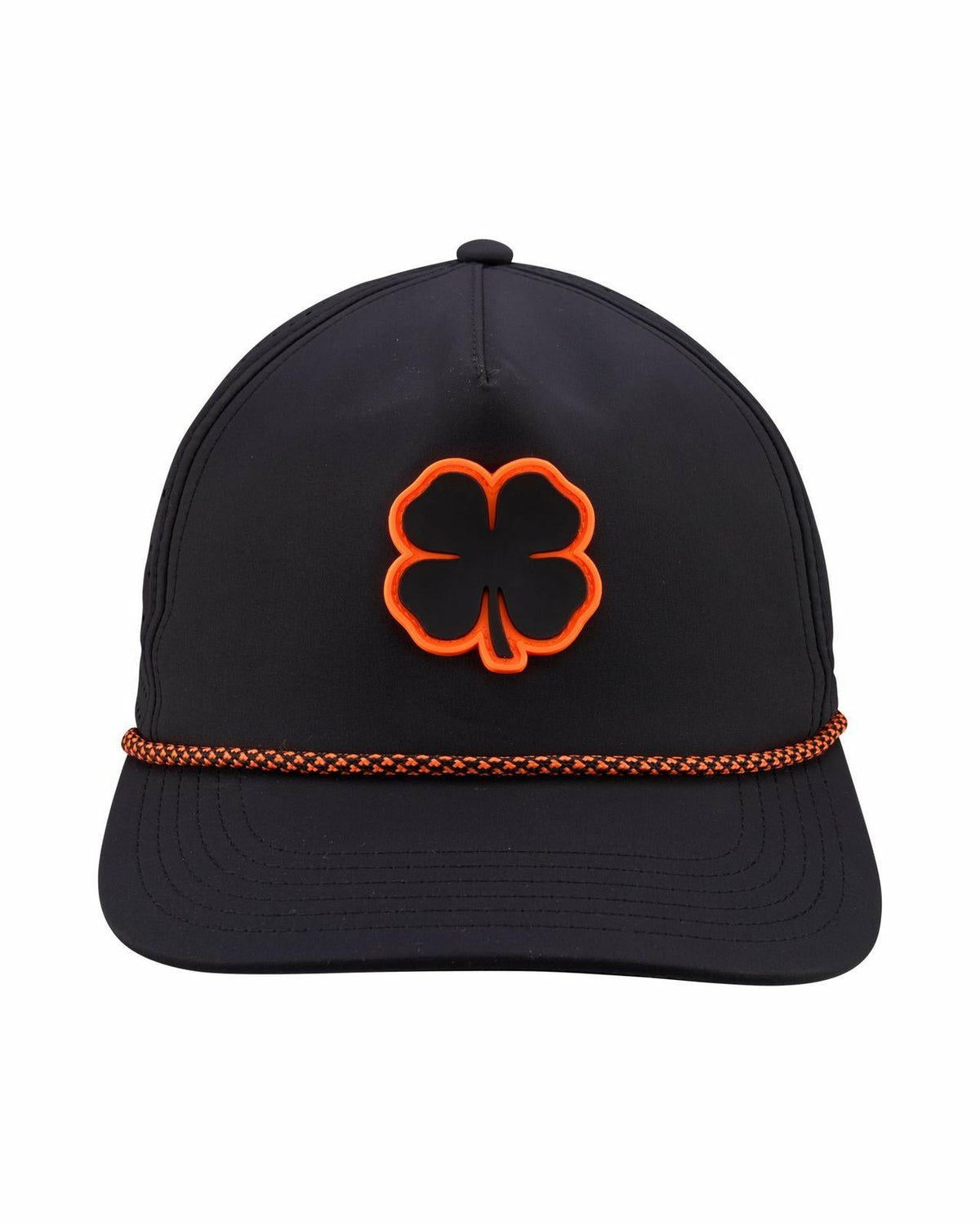 Black Clover Unisex Black Summer Rope Hat with Neon Orange Clover Logo