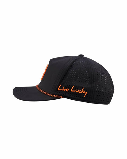 Black Clover Unisex Black Summer Rope Hat with Neon Orange Clover Logo