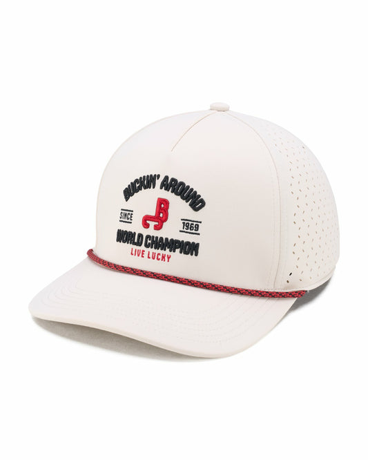 Black Clover Playful White and Red Hat for Golf and Lifestyle