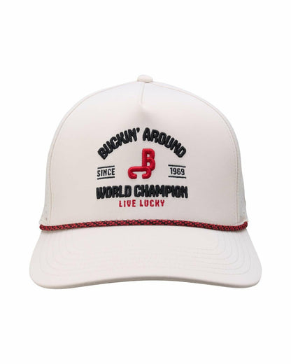 Black Clover Playful White and Red Hat for Golf and Lifestyle