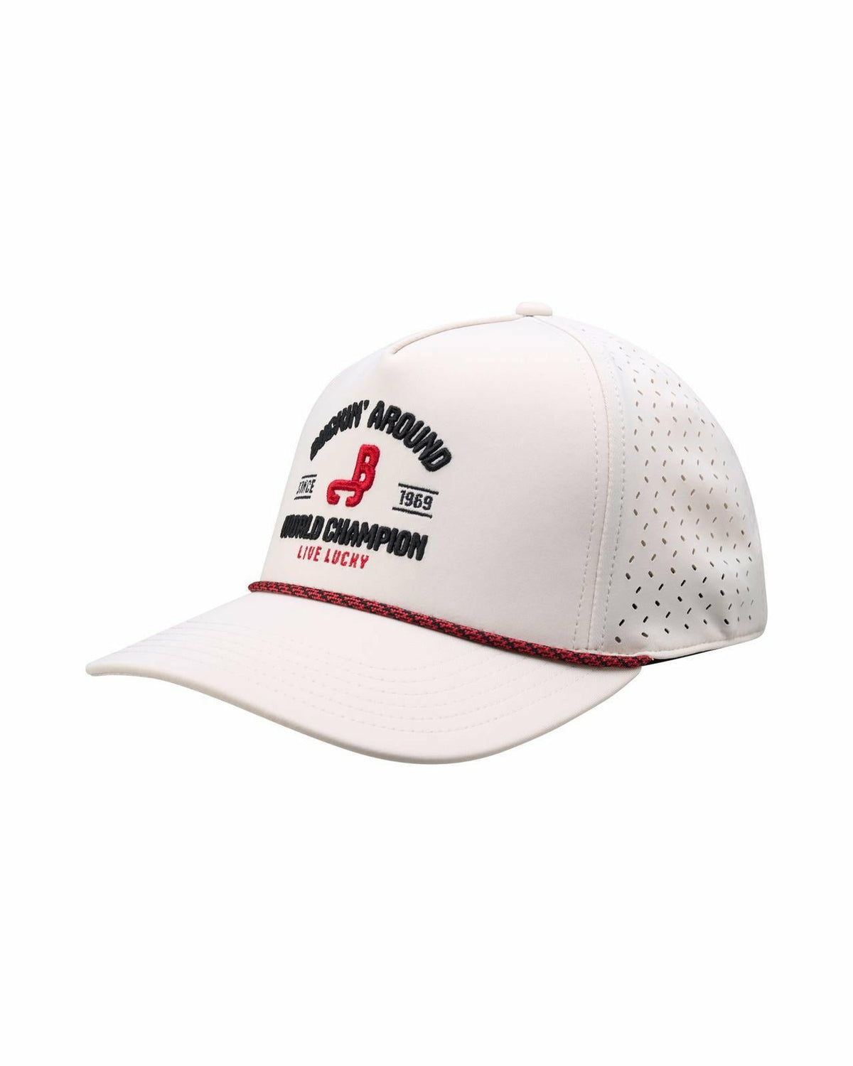 Black Clover Playful White and Red Hat for Golf and Lifestyle