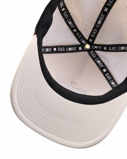 Black Clover Playful White and Red Hat for Golf and Lifestyle