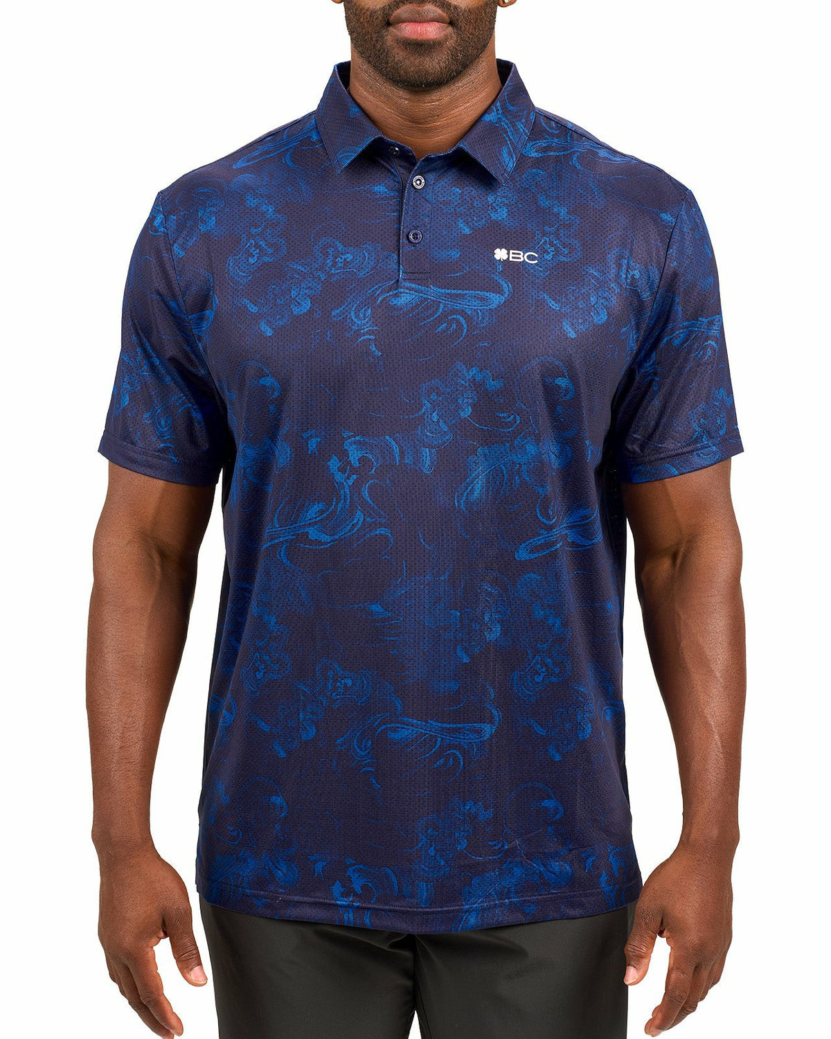 Black Clover Performance Men's Navy and Royal Printed Polo