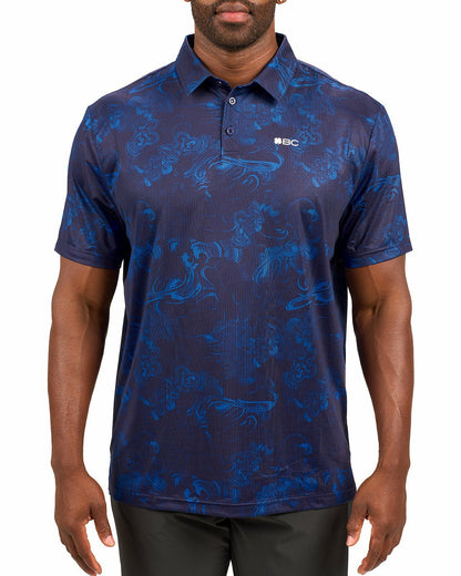 Black Clover Performance Men's Navy and Royal Printed Polo