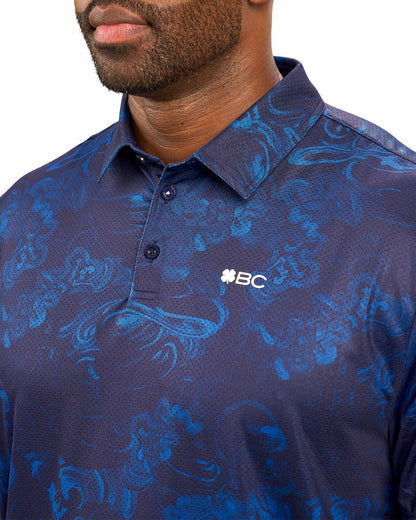 Black Clover Performance Men's Navy and Royal Printed Polo