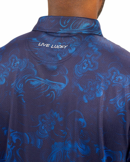 Black Clover Performance Men's Navy and Royal Printed Polo