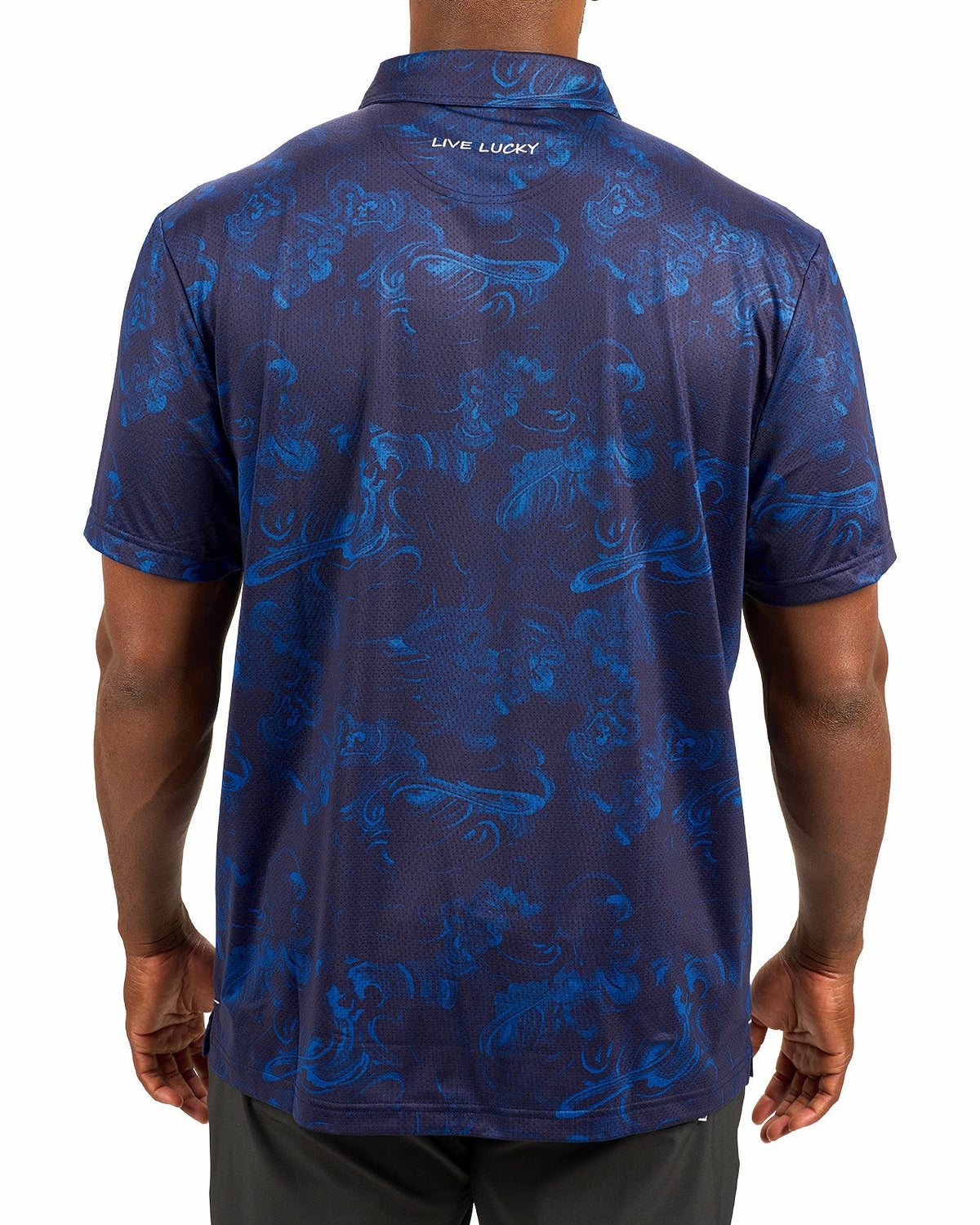 Black Clover Performance Men's Navy and Royal Printed Polo
