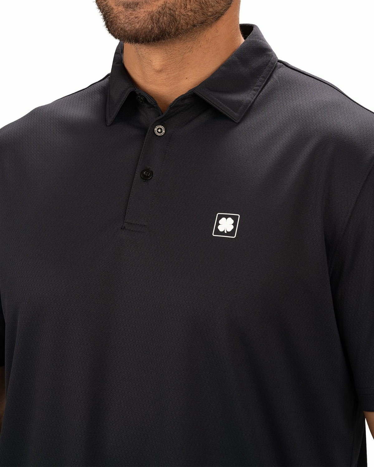 Black Clover Stylish Solid Black Jacquard Golf or Business Polo