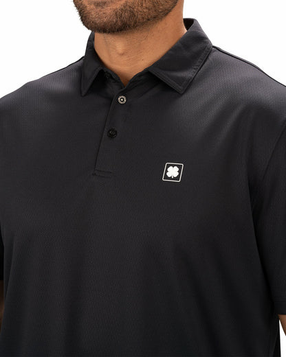Black Clover Stylish Solid Black Jacquard Golf or Business Polo