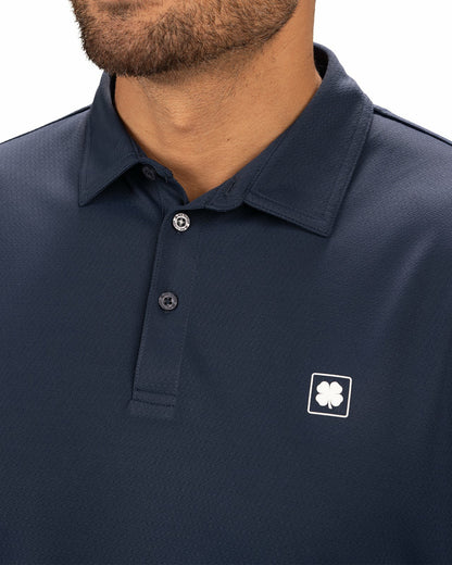 Black Clover Stylish Solid Navy Blue Jacquard Golf or Business Polo