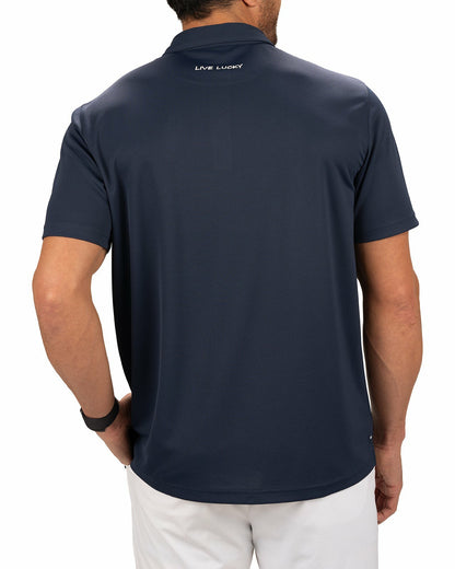 Black Clover Stylish Solid Navy Blue Jacquard Golf or Business Polo