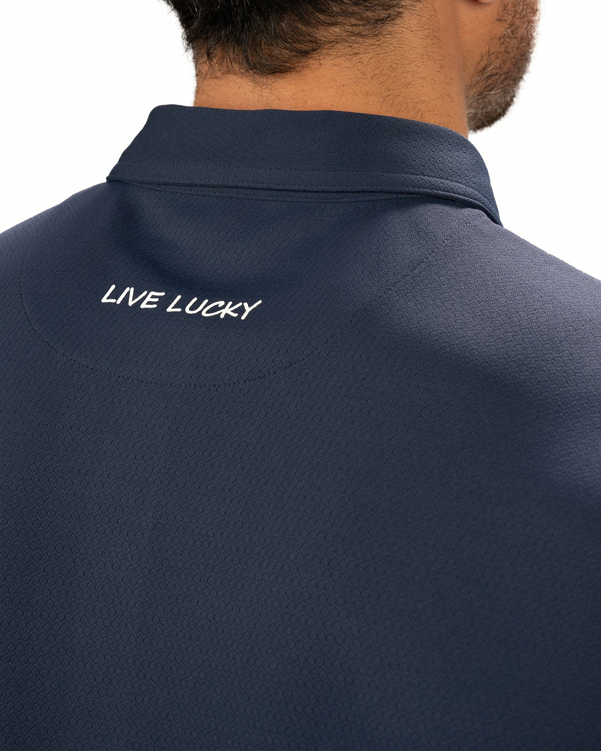 Black Clover Stylish Solid Navy Blue Jacquard Golf or Business Polo