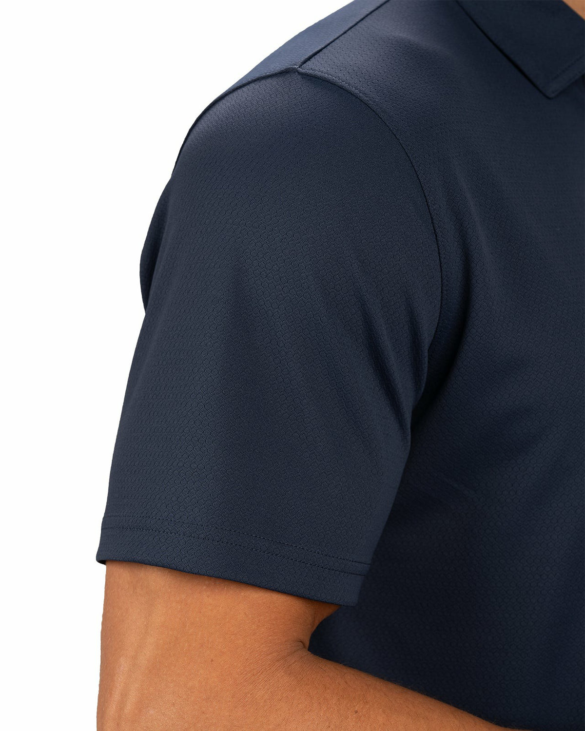 Black Clover Stylish Solid Navy Blue Jacquard Golf or Business Polo