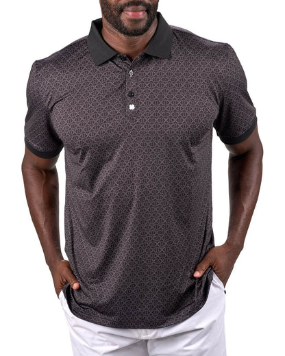 Black Clover Men's Premium Black Golf Polo with Clover Pattern