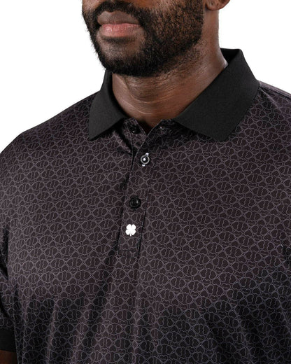 Black Clover Men's Premium Black Golf Polo with Clover Pattern