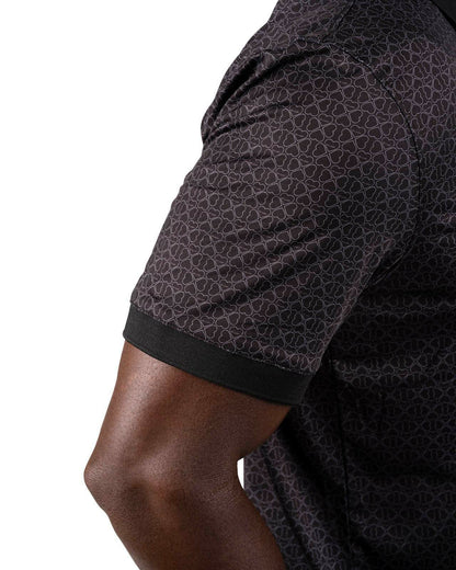 Black Clover Men's Premium Black Golf Polo with Clover Pattern