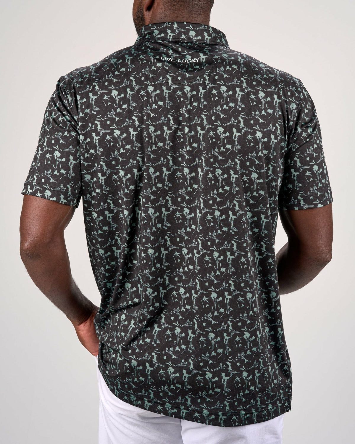 Black Clover Men's Stylish Black Floral Polo for Golf or Business