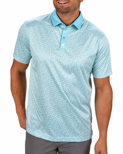 Black Clover Men's Mint Green Conversational Golf Polo with Heart Pattern