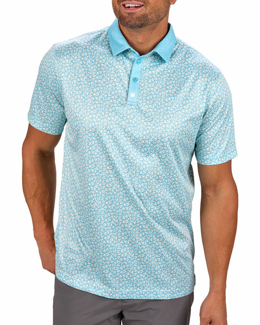 Black Clover Men's Mint Green Conversational Golf Polo with Heart Pattern