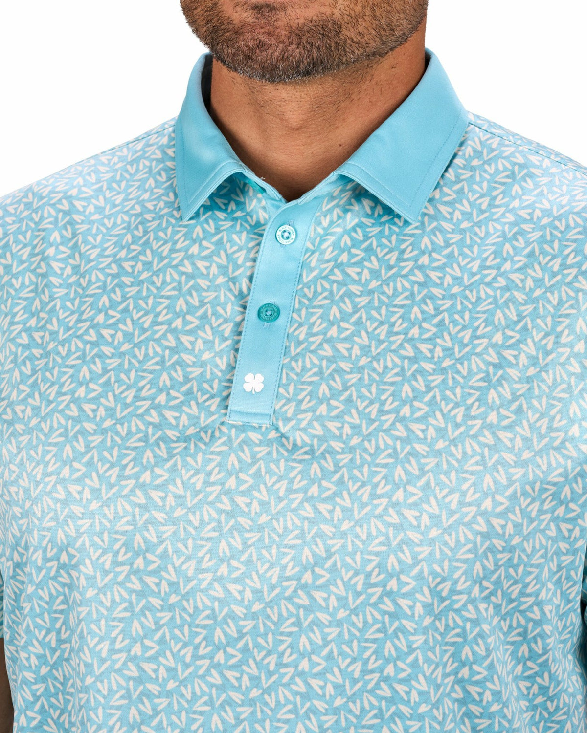 Black Clover Men's Mint Green Conversational Golf Polo with Heart Pattern