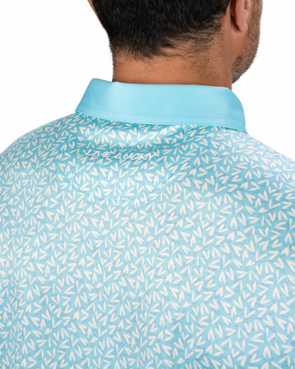 Black Clover Men's Mint Green Conversational Golf Polo with Heart Pattern