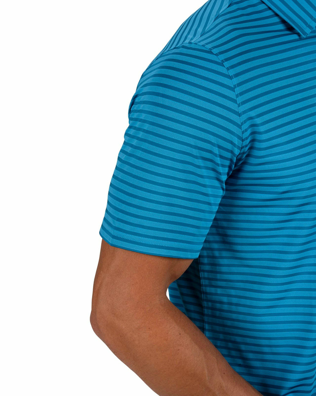 Black Clover Men’s Stylish Teal Blue Striped Polo for Golf and Business
