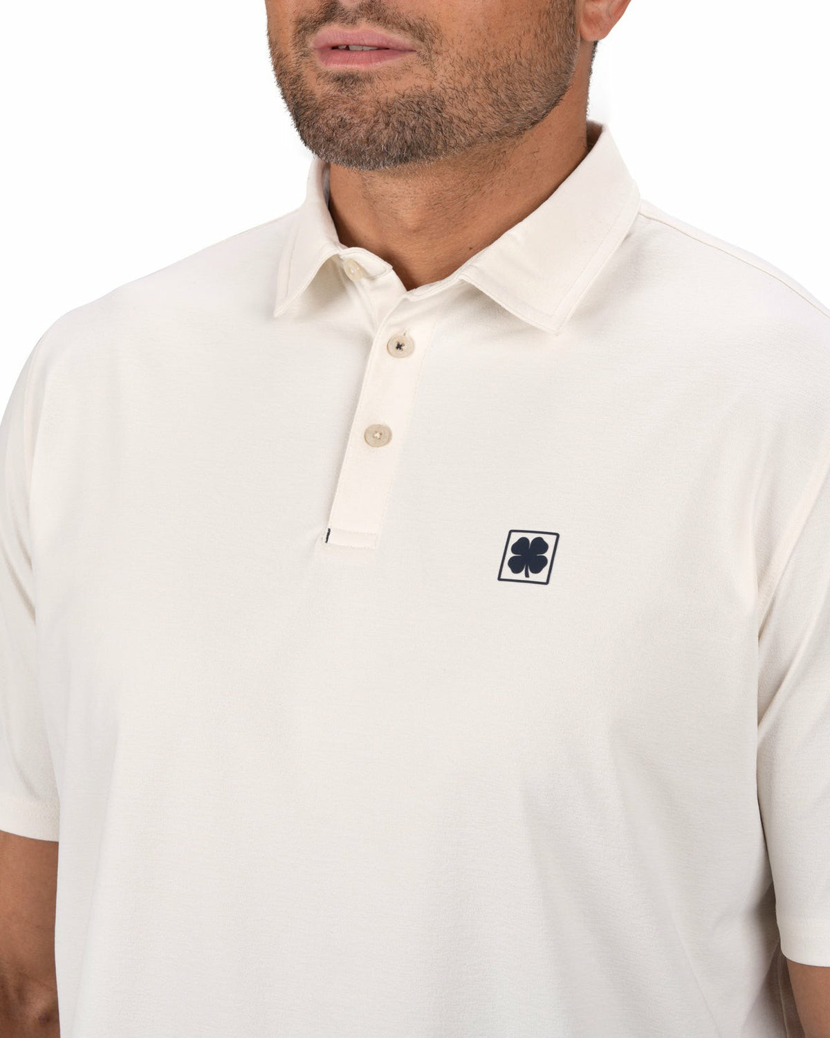 Black Clover Men's Comfortable White Performance Polo for Golf or Business