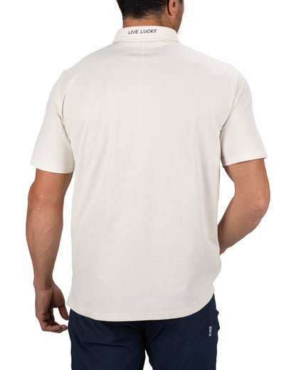 Black Clover Men's Comfortable White Performance Polo for Golf or Business