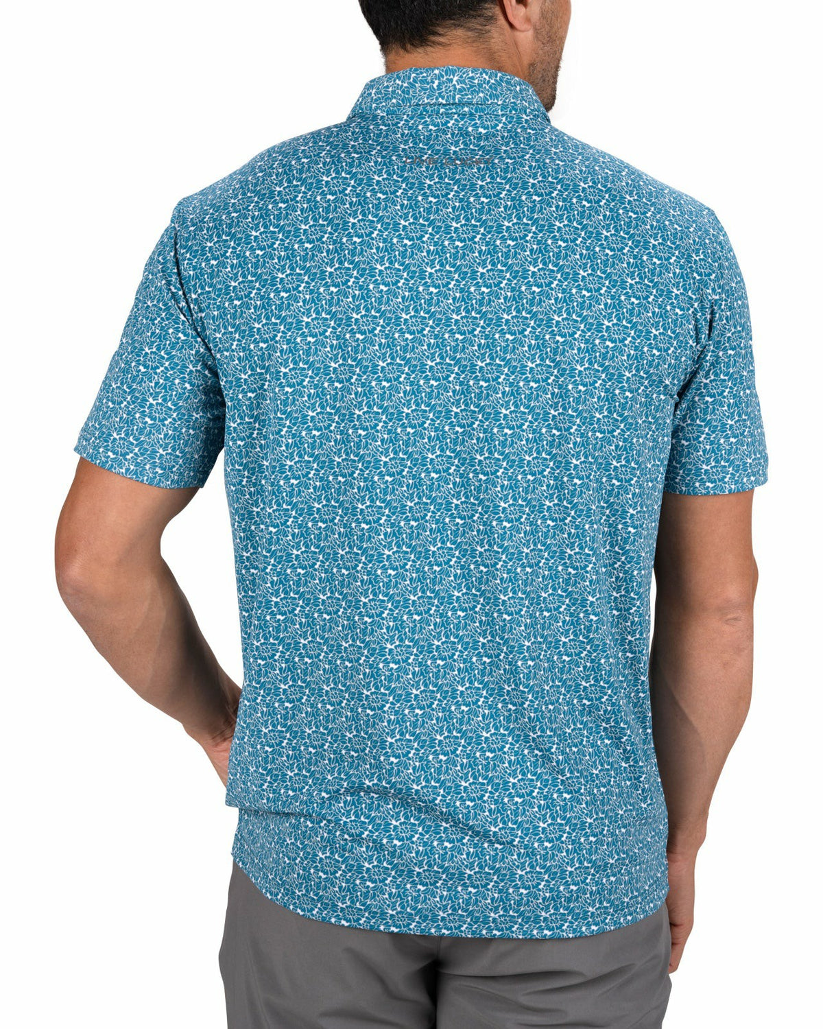 Black Clover Men's Stylish Floral Teal Blue Polo for Golf or Business