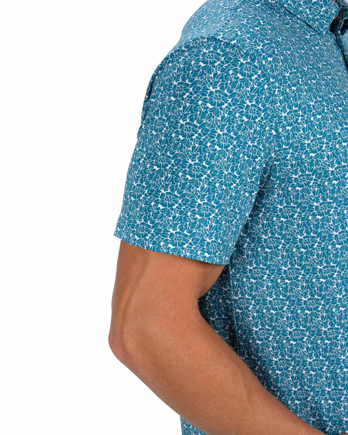 Black Clover Men's Stylish Floral Teal Blue Polo for Golf or Business