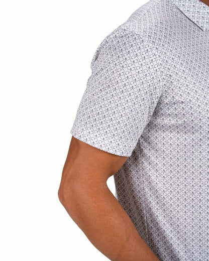 Black Clover Men's Stylish White Performance Polo with Clover Pattern