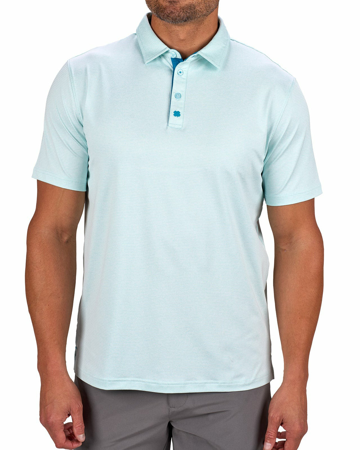 Black Clover Men's Breathable Mint Green Performance Polo for Golf or Business