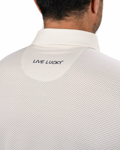 Black Clover Breathable Men's White Golf Polo for Classic Style