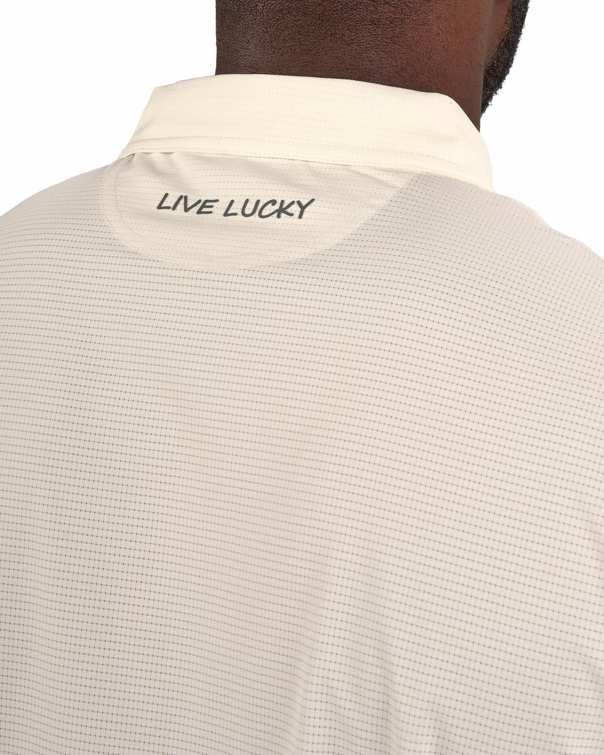 Black Clover Men's Off-White Mesh Performance Polo for Golf or Business