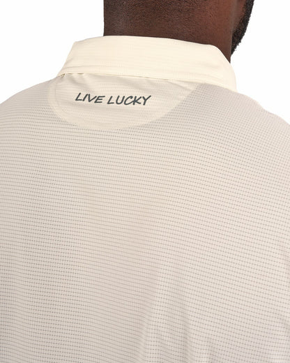 Black Clover Men's Off-White Mesh Performance Polo for Golf or Business