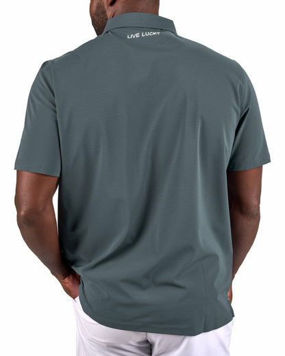 Black Clover Men's Dark Grey Mesh Performance Polo for Golf or Business