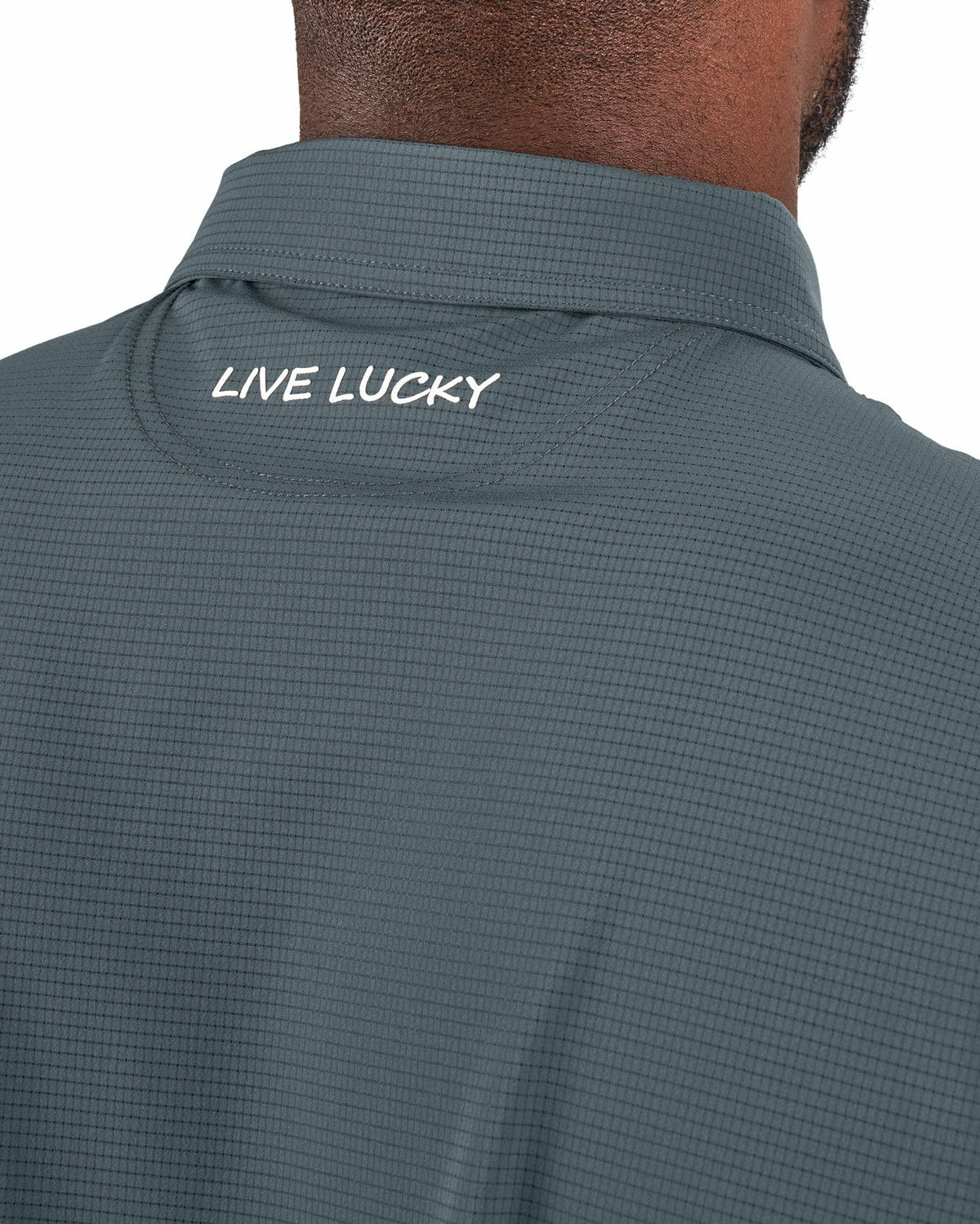 Black Clover Men's Dark Grey Mesh Performance Polo for Golf or Business